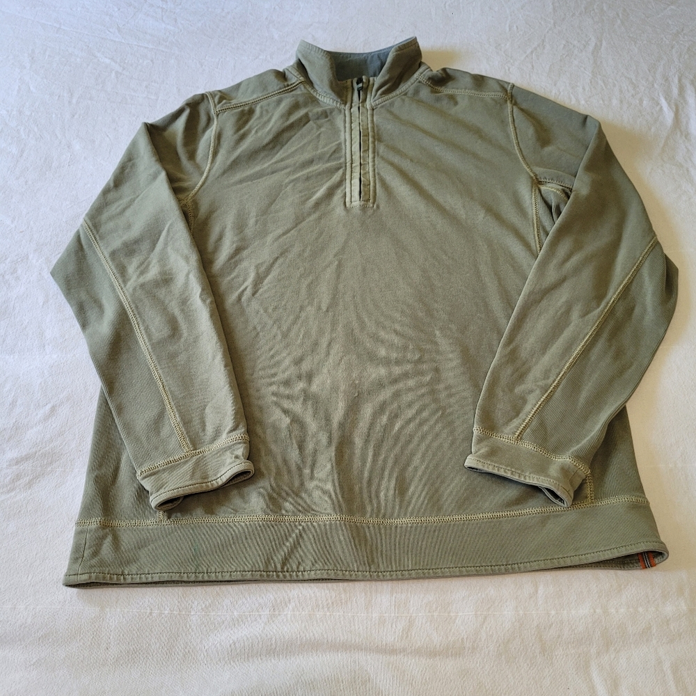 Tommy Bahama Sweater Mens Medium Sage Green 1/4 Zip Long Sleeve Sweatshirt